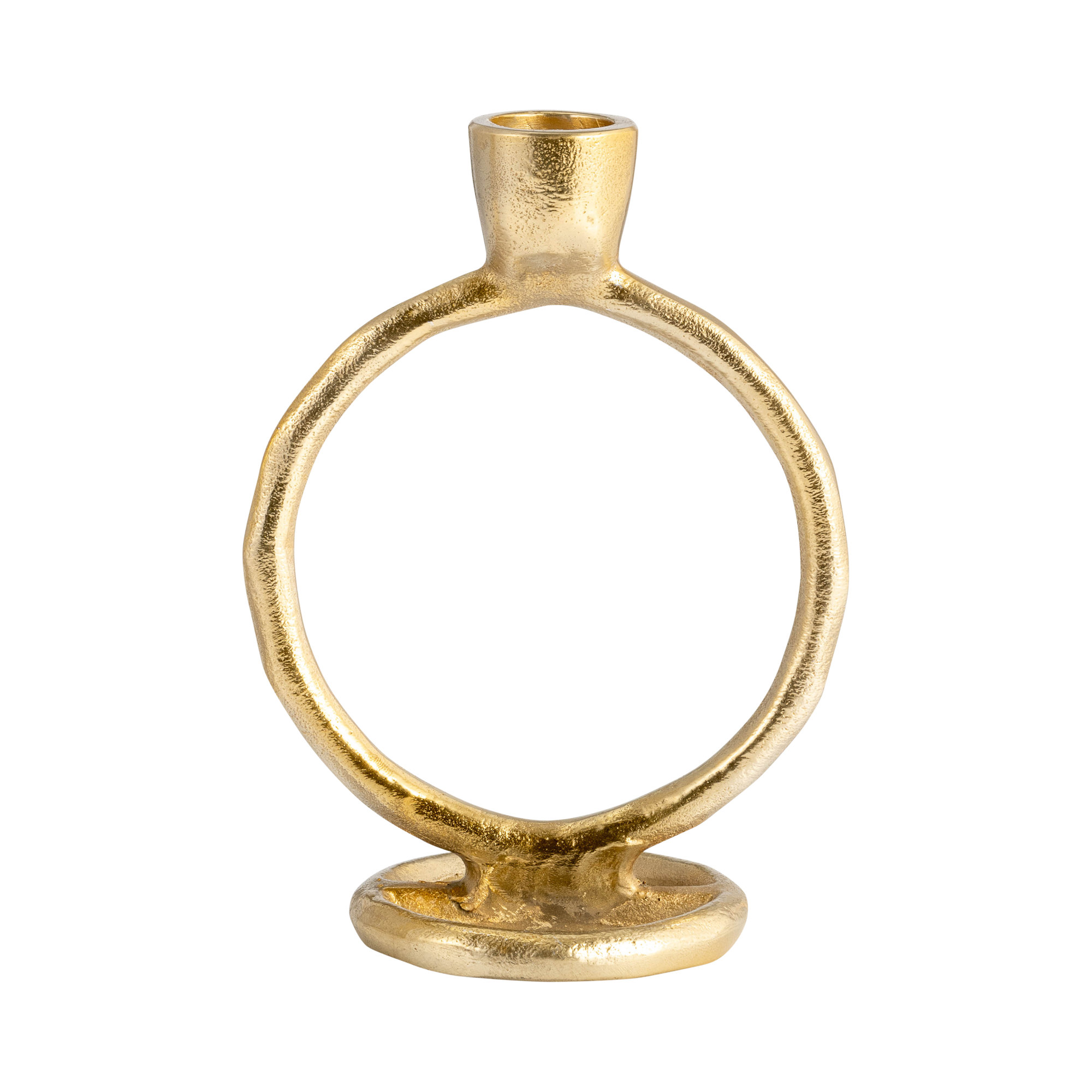 Sagebrook Home Hayslett Aluminum Metal Ring Taper Candle Holder - Elegance for Your Space, 6" H x 4" W x 3" D, Gold