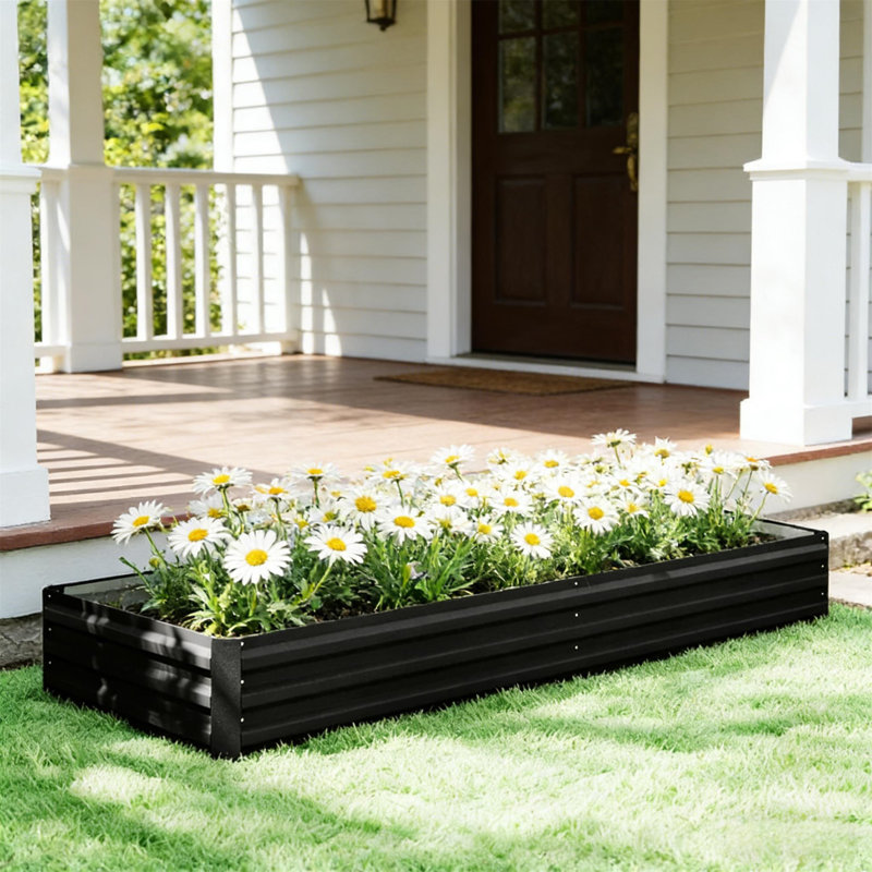 Flowers Box,Succulents Box,Raised Garden Bed, 11.8" H x 95" W x 35.8" D, Black