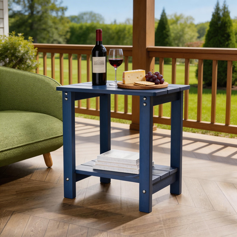 Table de bout d'extérieur à 2 niveaux Aliah HiPS Adirondack, Bleu