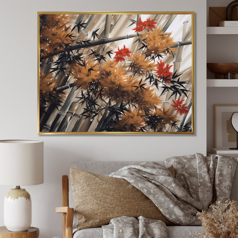 «Dense Bamboo Forest II», reproduction d'art sur toile, H 12 po x l 20 po x P 1 po, Cadre flottant doré