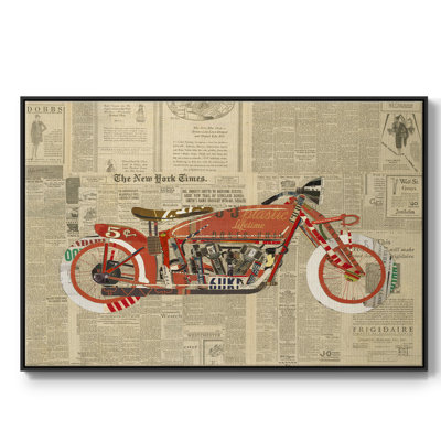 Toile tendue avec châssis rétro vintage rouge prêt à accrocher