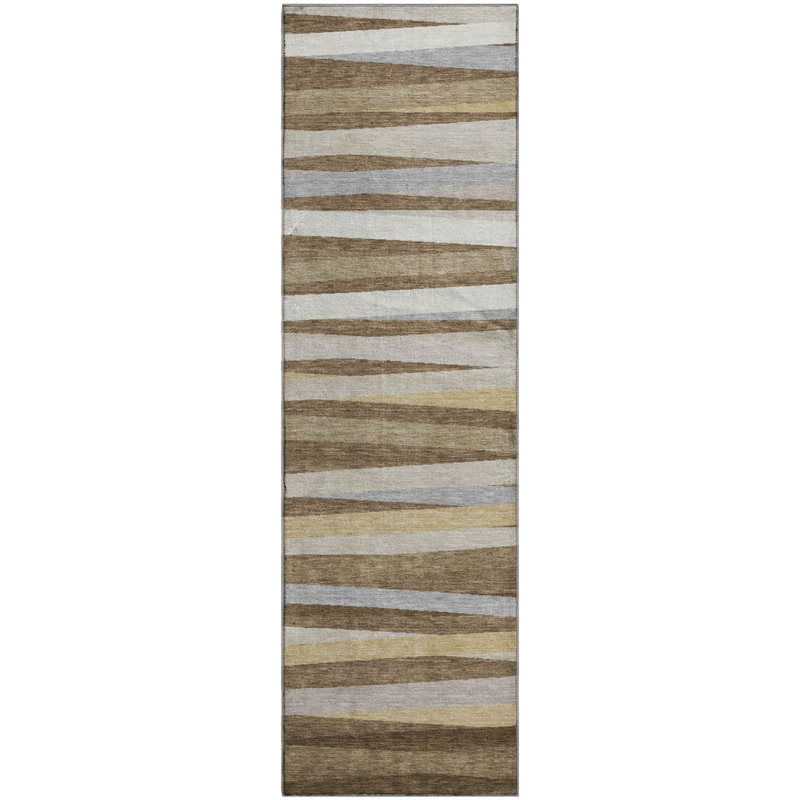Premium Machine Washable Natoma AMF997 Stripes Rug, Tapis de couloir 2 pi 3 po x 7 pi 6 po