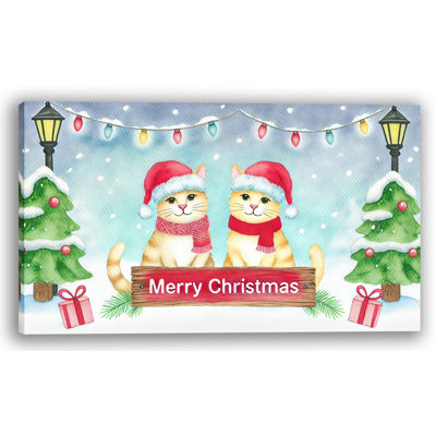 Festive Feline Friends: Merry Christmas, reproduction sur toile