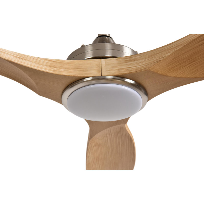 Ventilateur de plafond moderne en bois 42 "avec lumière et télécommande, Bois / Argent