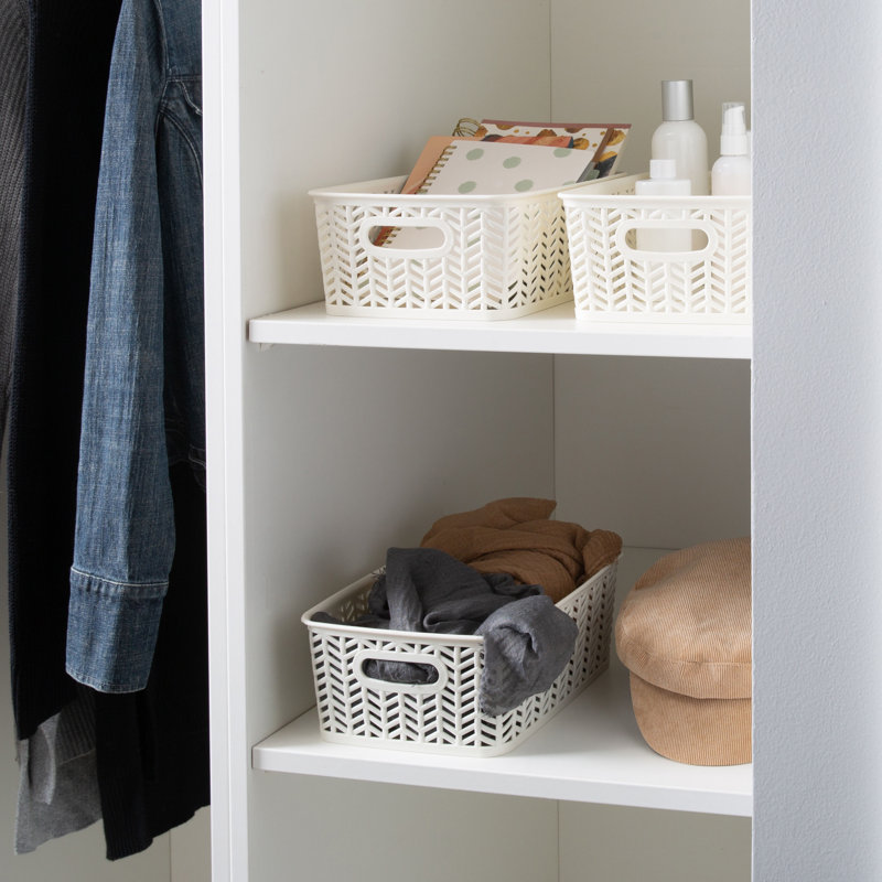 Panier en plastique, 8,75" H x 11,5" L x 13,75" D, blanc, 1