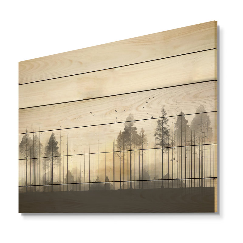 Minimalisme des forêts, fréquence I - art mural en bois minimalisme sur bois de pin naturel, H 30 po x l 40 po
