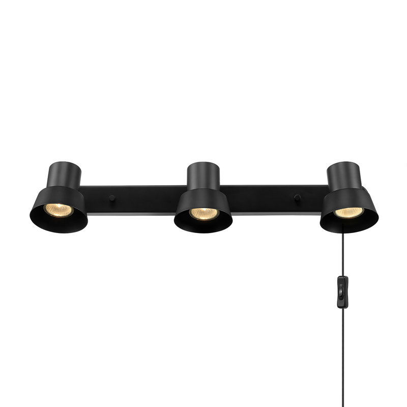 22 Inch 3-Light Matte White Plug-In Track Lighting with Pivoting Track Heads, Black