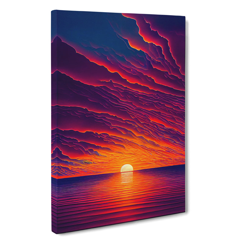 Enticing Ocean Sunset - Wrapped Canvas, 50cm H x 35cm W
