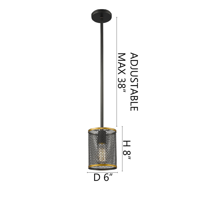 1-Light Black Mesh Iron Single Pendant 