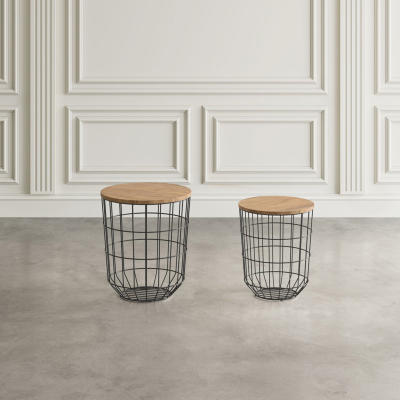 Deaundre Solid Wood Top Nesting Tables, Black