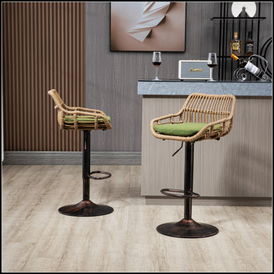 Swivel Bar Stools Set Of 2 With Adjustable Height And Footrest For Comfortable Kitchen Seating