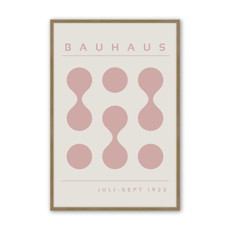 «Pink Bauhaus Flow», impression, H 15,25 po x l 12,25 po x P 1,25 po, Reproduction encadrée sans passe-partout, Or brossé