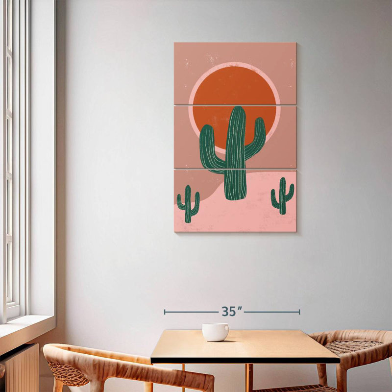 Harnek cactus et coucher de soleil, H 57 po x l 36 po