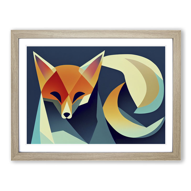 XH1022-9432X Unimaginable Abstract Fox - Single Picture Frame Print, 46cm H x 64cm W x 2cm D, Oak
