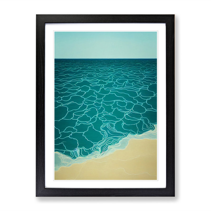 Modern Beach Seascape Vol.2 - Picture Frame Print, Black, 64cm H x 46cm W x 2cm D