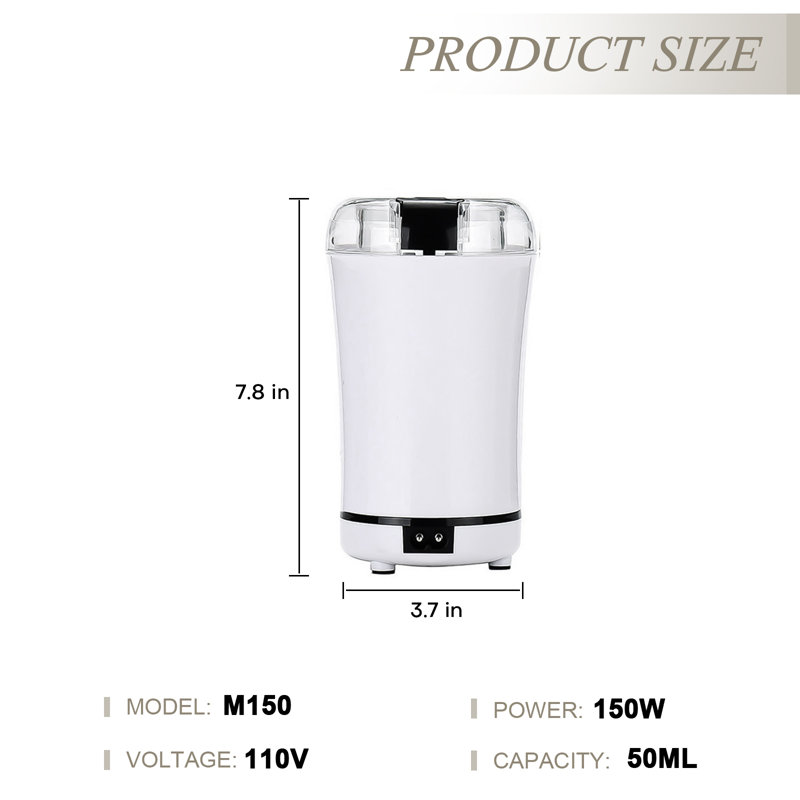Boshen Stainless Steel Electric Blade Coffee Grinder, White