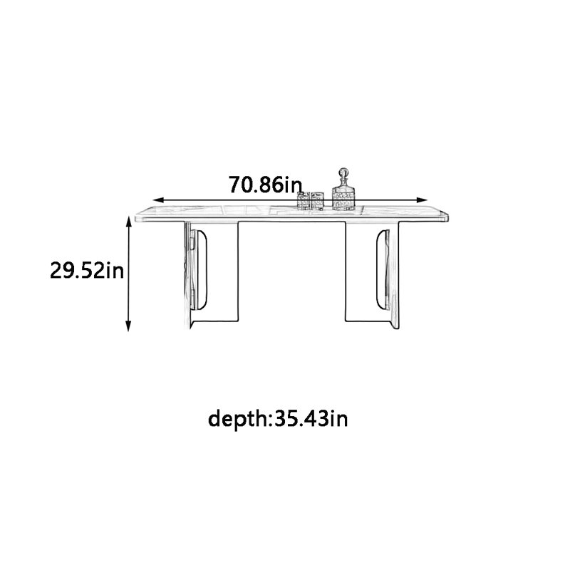 New household rock plate dining table, 29.52"H x 70.86"L x 35.43"W
