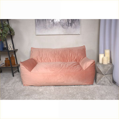 Canapé à billes surdimensionné en velours luxueux à deux places, rose classique avec accoudoirs intégrés pour une utilisation à l'intérieur