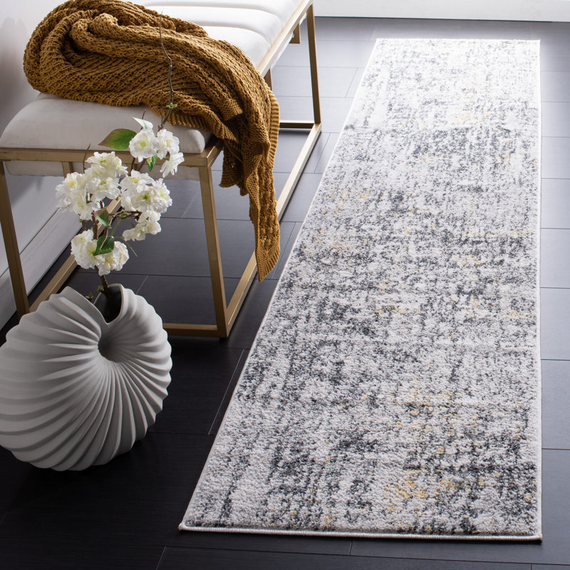 Tapis ivoire / gris Ethellee 678, Tapis de couloir 2 pi x 9 pi