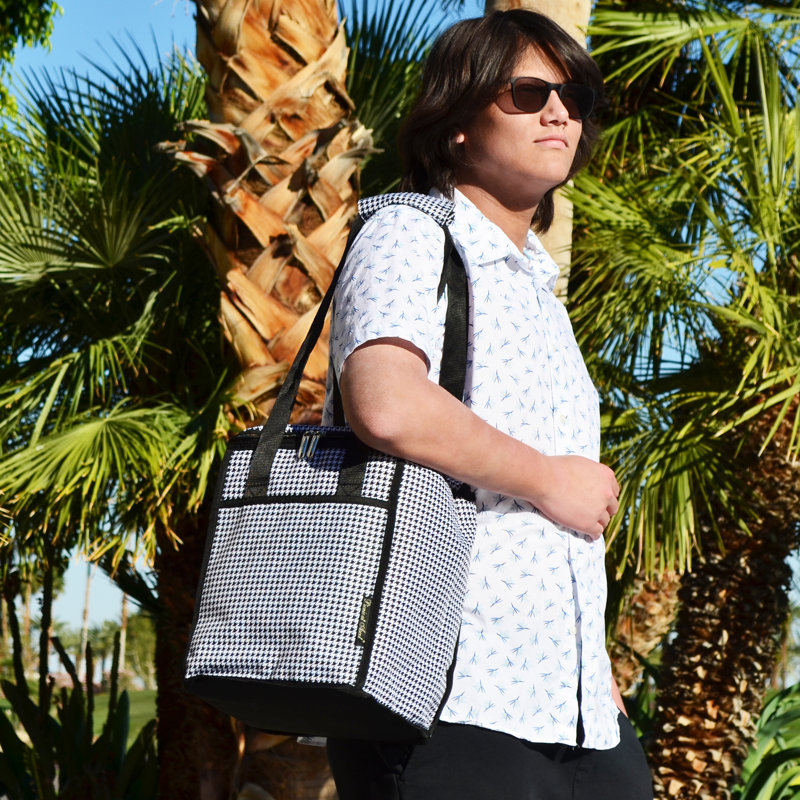Houndstooth Black and White Insulated Picnic Cooler Bag