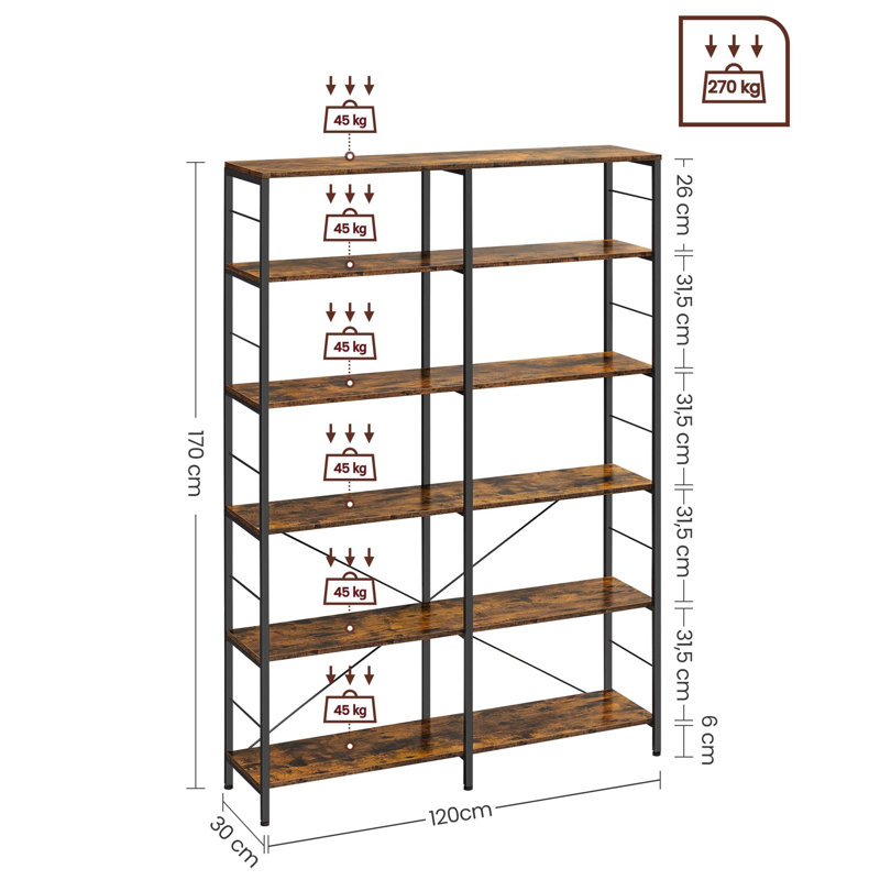 Anastatius 170cm H x 120cm W Metal Standard Bookcase