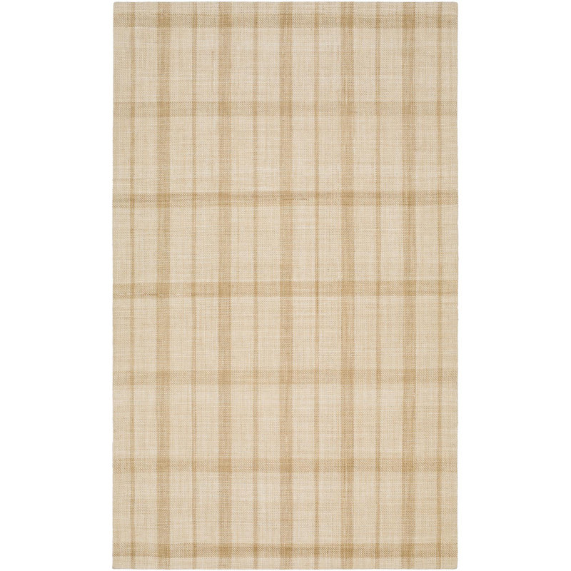 Adella Rectangle Pittsburg Plaid Handmade Flatweave Wool/Viscose Area Rug in Light Brown/Beige, Rectangle 8' x 10'