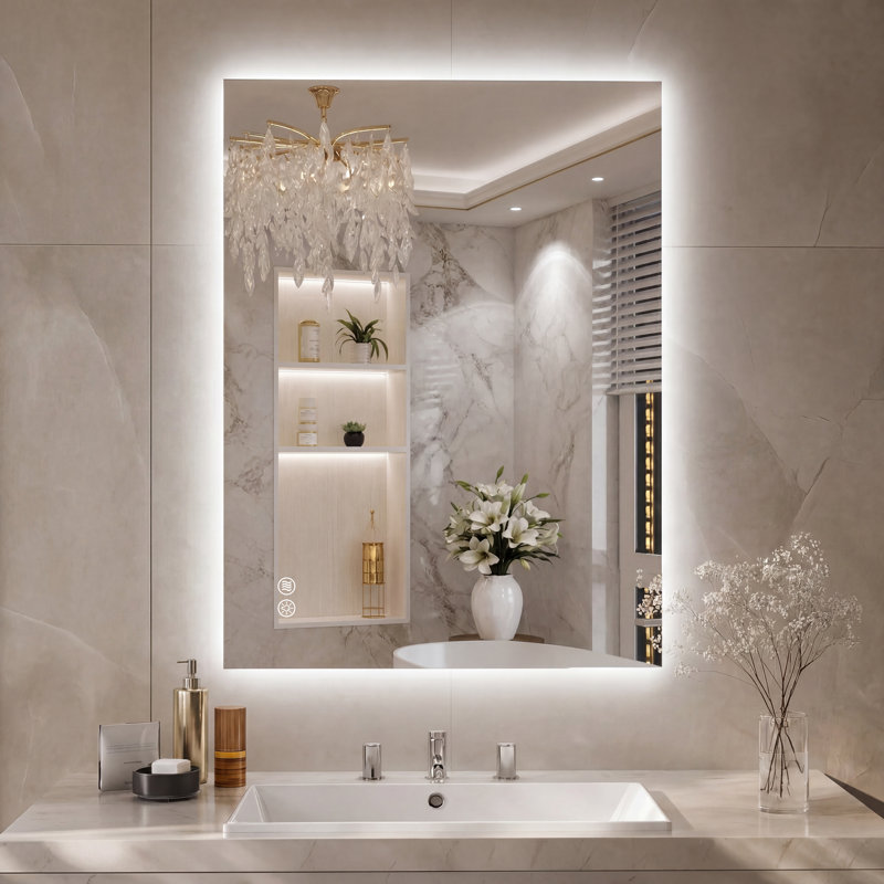 Miroir de salle de bain à DEL rétroéclairé sans cadre Lunara, 32 po x 24 po