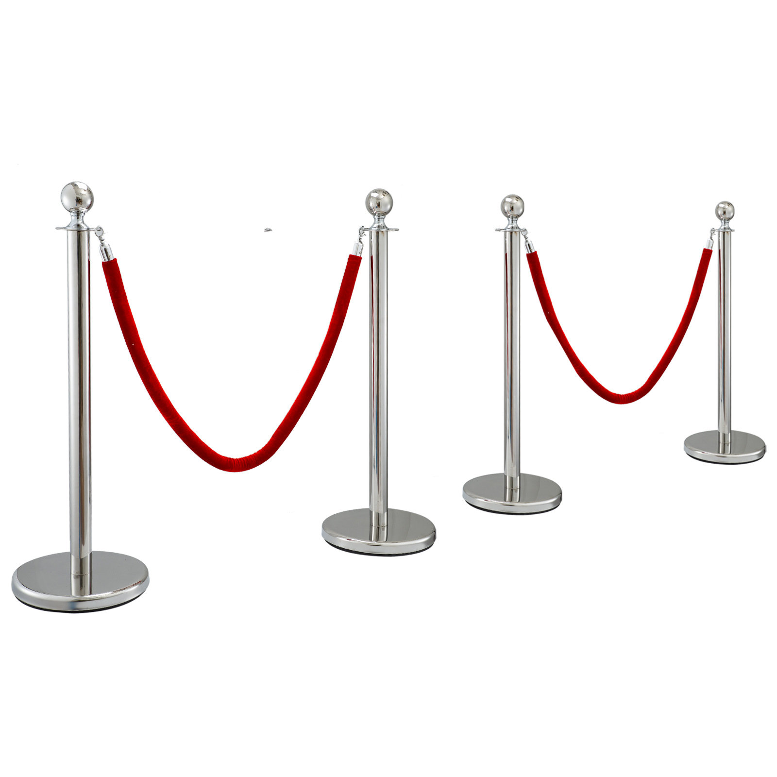 Top Ball Stainless Steel Crowd Control 1.5 Meter Velvet Rope