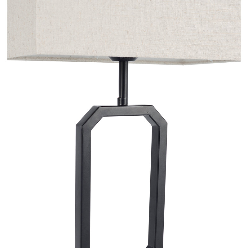 2 Piece, 21'' Black Table Lamp Set with Square Linen Shade