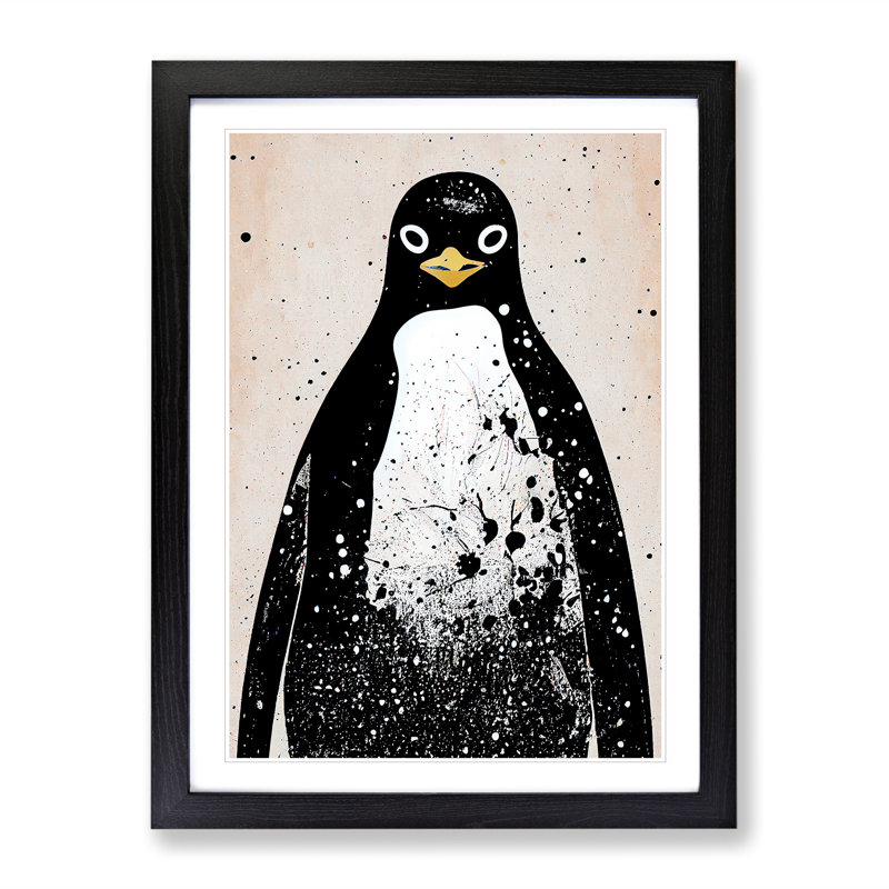 Penguin Graffiti No.5 - Single Picture Frame Print, Black Framed, 64cm H x 46cm W x 2cm D