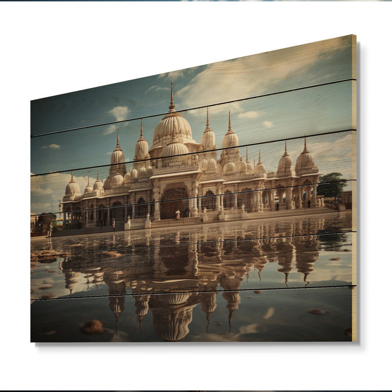 «Hinduisim Art Temple Reflections II», reproduction sur bois sans cadre, H 24 po x l 32 po x P 0,78 po