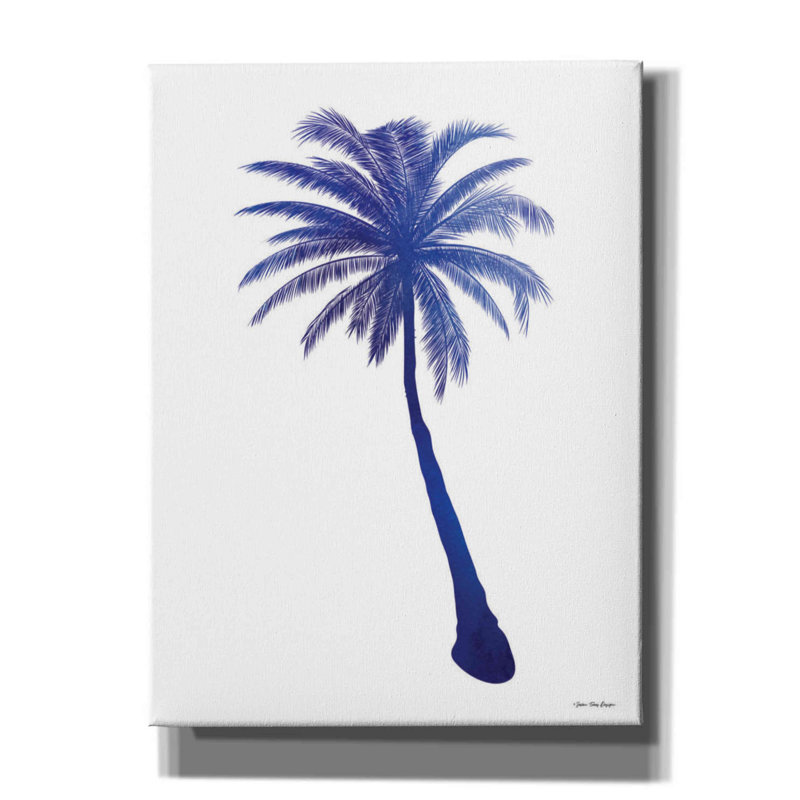 «Blue Palm Tree I» par Seven Trees Design - peinture sur toile tendue, H 16 po x l 12 po x P 0,75 po