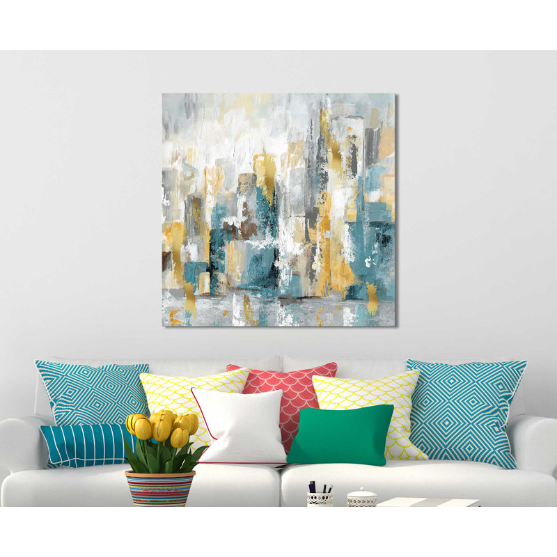 «City Views I», reproduction de peinture acrylique, H 18 po x l 18 po x P 1 po, Toile tendue