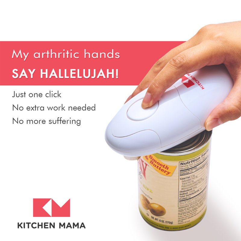 White Battery Operated Hands-Free Electric Can Opener