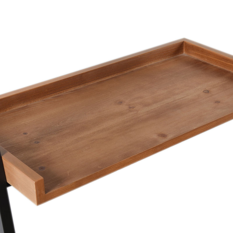 Lorilai Decorative Standing Shelves - Round Mirror - Wood Brown Finish