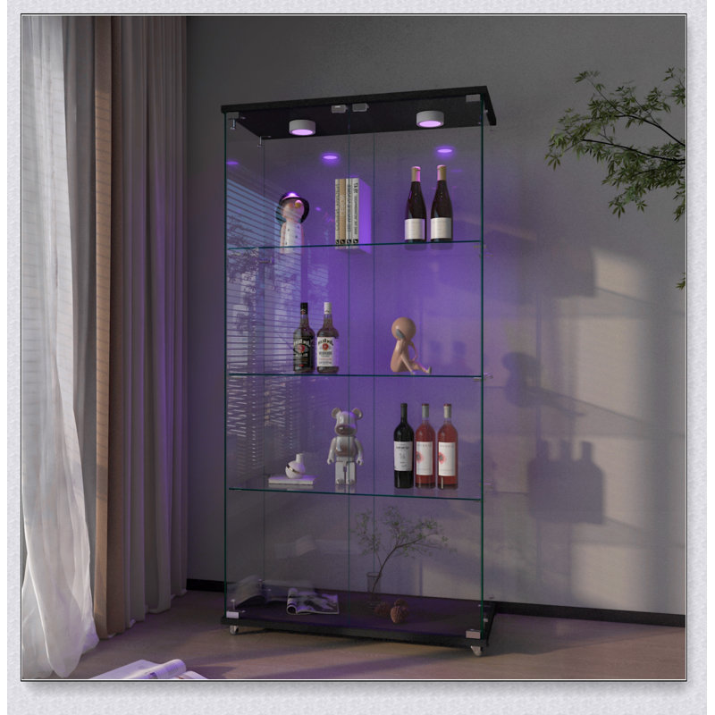 32.09 " W China Cabinet, Transparent/Black