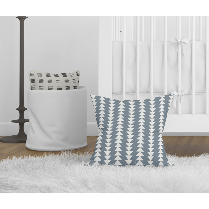 Coussin Tribal, Bleu, H 16 po x l 16 po