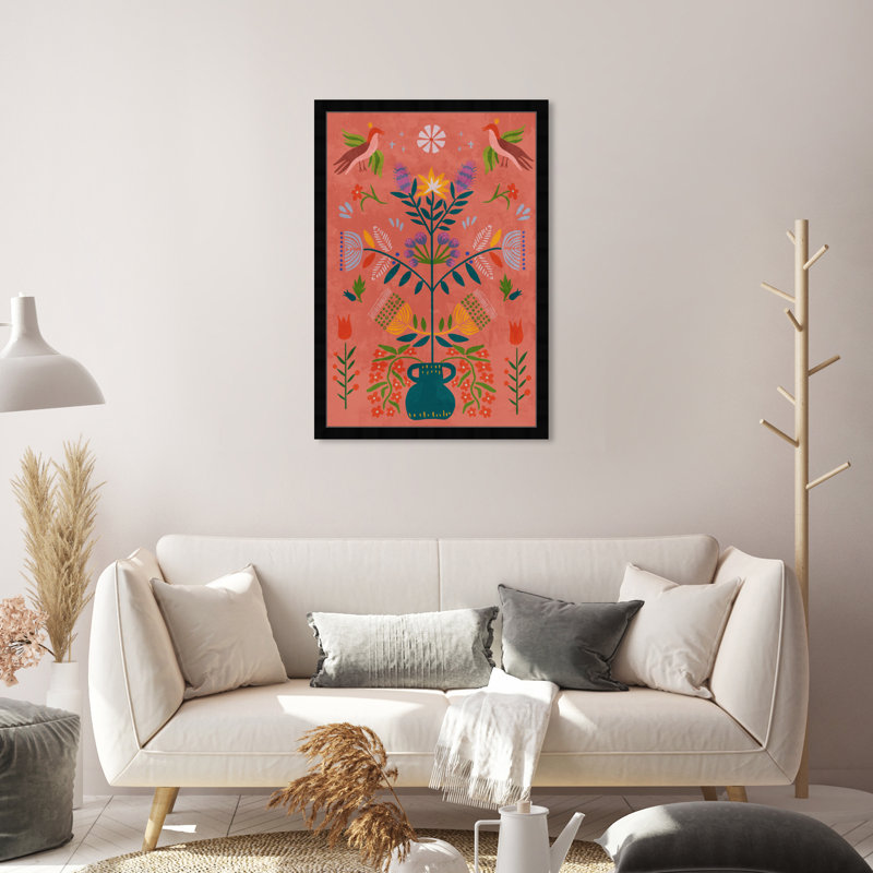 Bohemian Botanical Illustration by  - Picture Frame Print, Noir, H 32 po x l 22 po