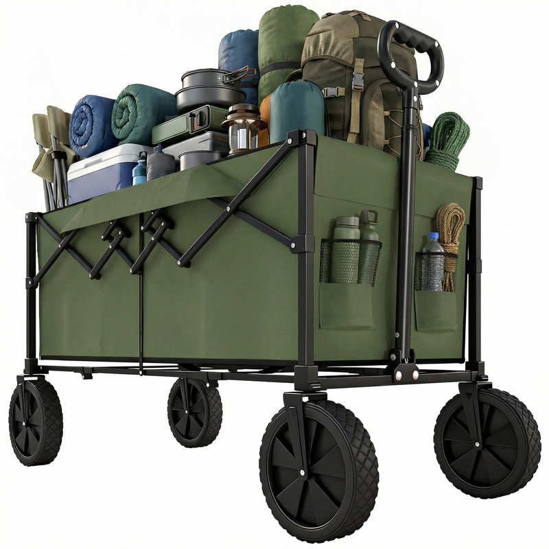 Outsunny 95L Foldable Festival Trolley on Wheels Collapsible, Green