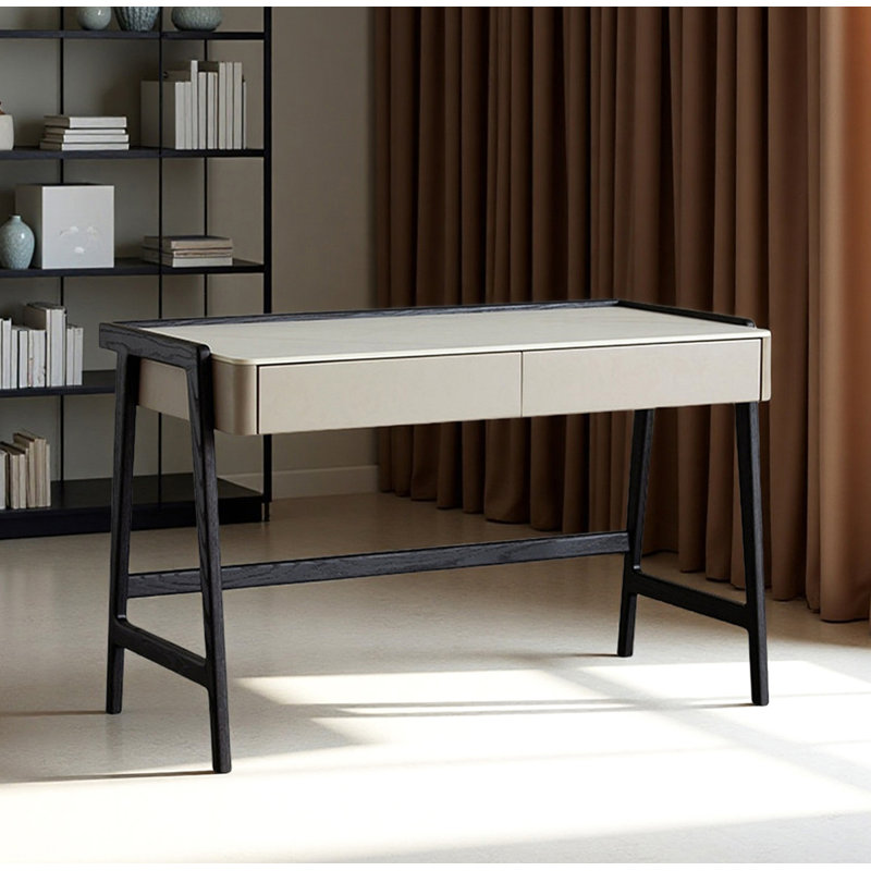 Bureau de table en bois fritté avec 2 tiroirs, H 30,3 po x l 47,2 po x P 23,6 po