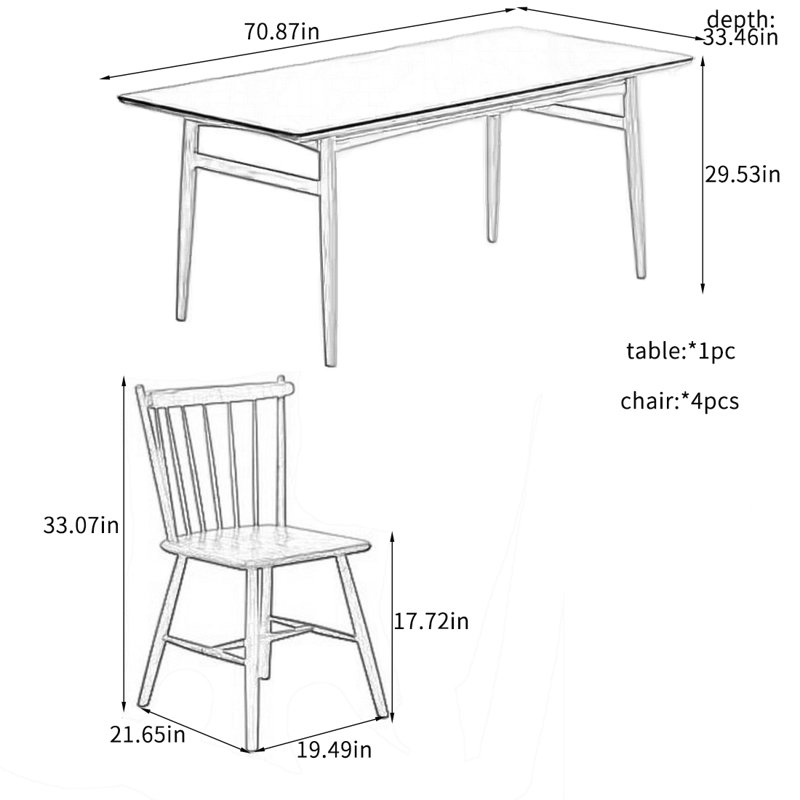 Elegant Rock Plate Solid Dining Table Sets., 29.53"H x 70.87"L x 33.46"W