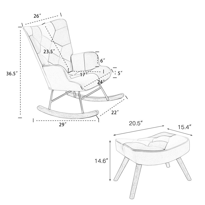 Chaise berçante en tissu avec revêtement en tissu, rembourré et confortable