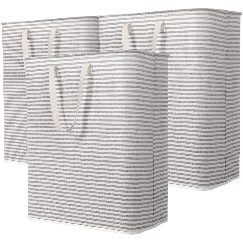 3 Pack Laundry Hamper Large Collapsible Laundry Baskets, Freestanding Waterproof Clothes Hamper With Easy Carry Handles In Laundry Room Bedroom Bathroom College Dorm For Adults, Gray, 3 X 125L