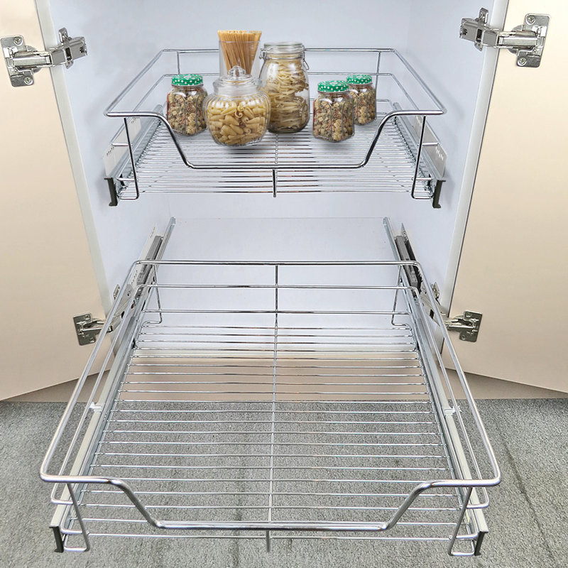 2 PCS Pull Out Telescopic Drawer, Kitchen Organisers Slide Out Storage Drawers for Kitchen, Bedroom