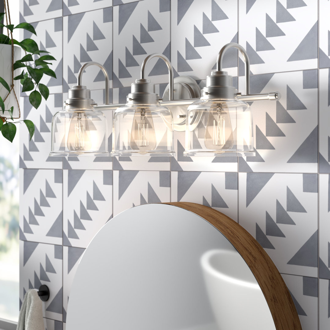 Juliann 24 in. 3-Light Modern Dimmable Vanity Light with Clear Glass Shade Beachcrest Home™