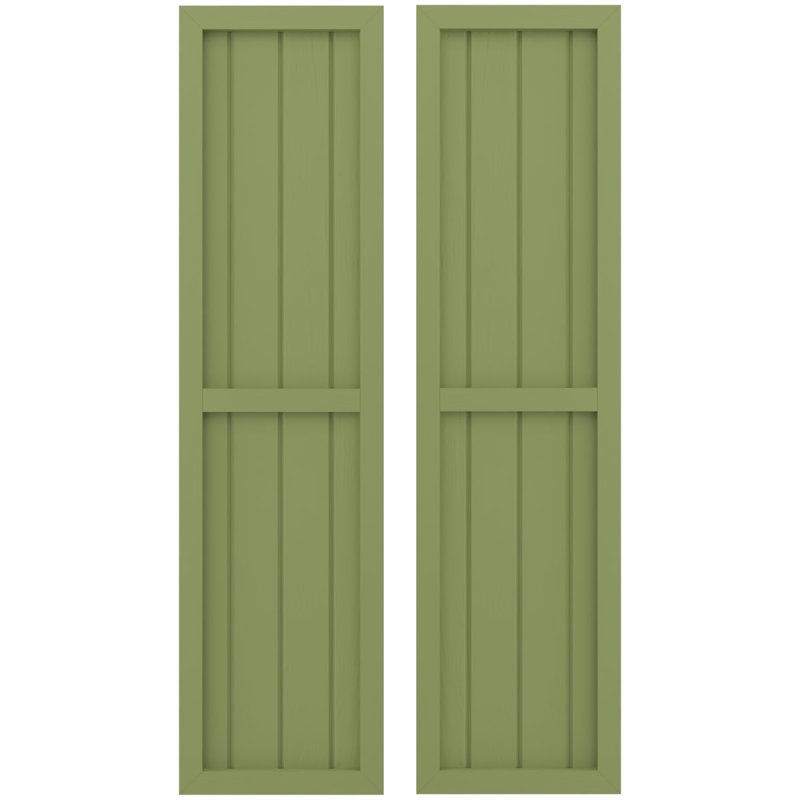 Deux volets à panneaux égaux Americano (par paire), Vert mousse, 65", 14"