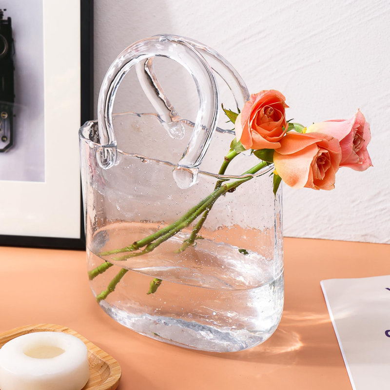 Vases en verre transparent avec poignée