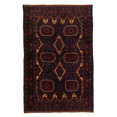 Teimani Black, Red Rug 4'2" x 6'5"