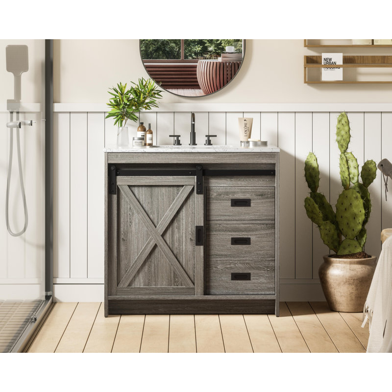 Boden 36 inch Single Bathroom Vanity, Rustic Gray