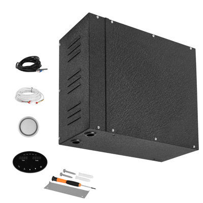 Générateur de vapeur, système de douche vapeur 4 kW avec contrôleur pour sauna, bain ou spa à domicile, autonomie de 10 min à 24 h, kit de vidange automatique professionnel avec protection contre la surchauffe, le fonctionnement à sec et la surpression, noir